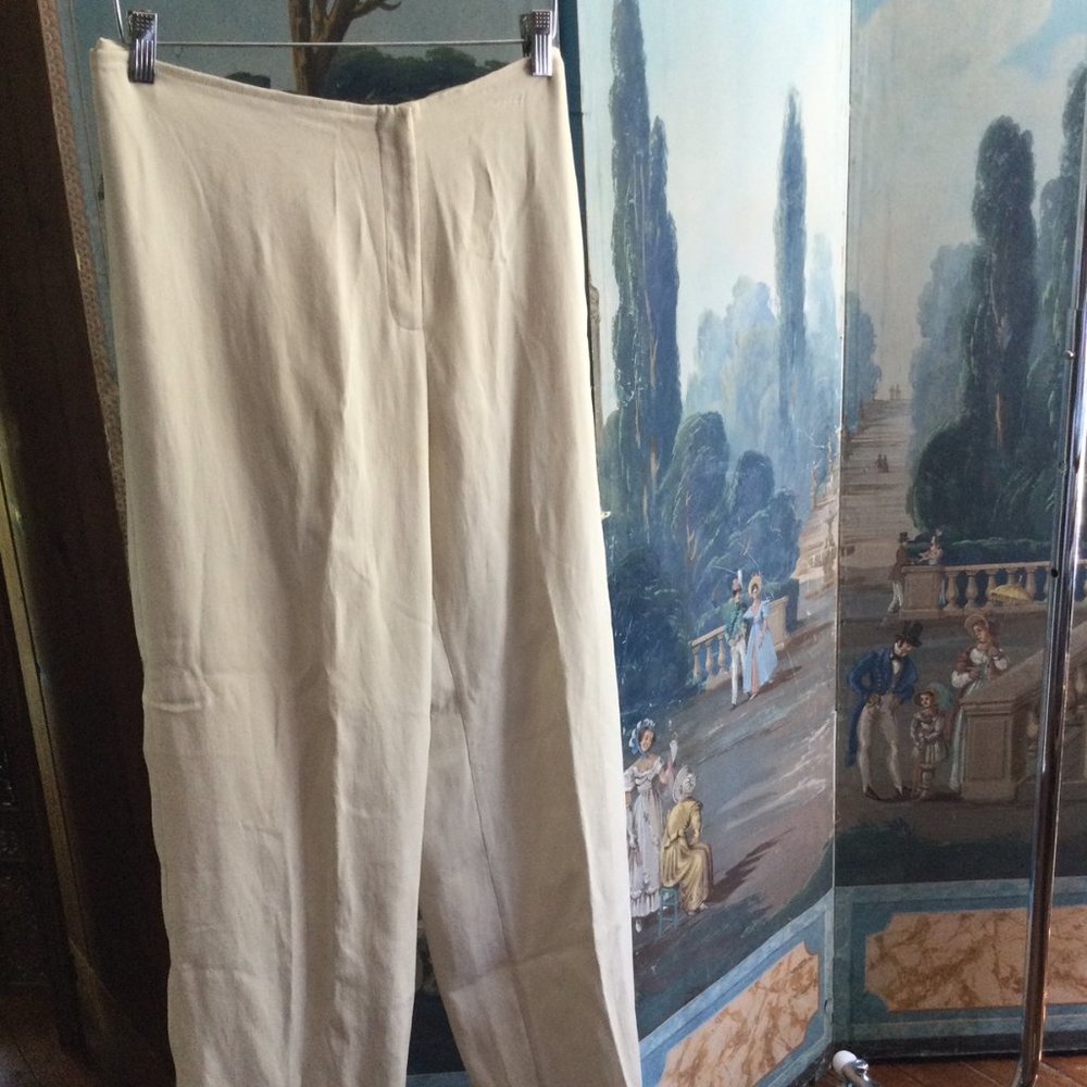 Eileen Fisher ivory white silk trousers